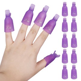 Pana® 10 Pcs Reusable Acrylic Nail Soak Treatment UV Gel Polish Remover Clip Cap Manicure Tool (Purple Color) …