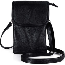 befen Echtleder Handytasche zum Unhängen Damen, Moderne Handytasche Kleine Umhängetasche Damen Genuine Leather Crossbody Bag, Handytasche zum Umhängen Schwarz Leder für Mädchen Frauen