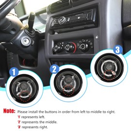 Xomzema 3PCS Upgraded AC Knobs for Jeep Wrangler 1999-2006 Accessories,Air Conditioning Climate Control Switch Button Heater Blower Temperature Fan Speed System,Replace 05011218AC 5011218AC