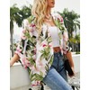 Heynino Women's Floral Chiffon Kimono Cardigans Open Front 3/4 Sleeve