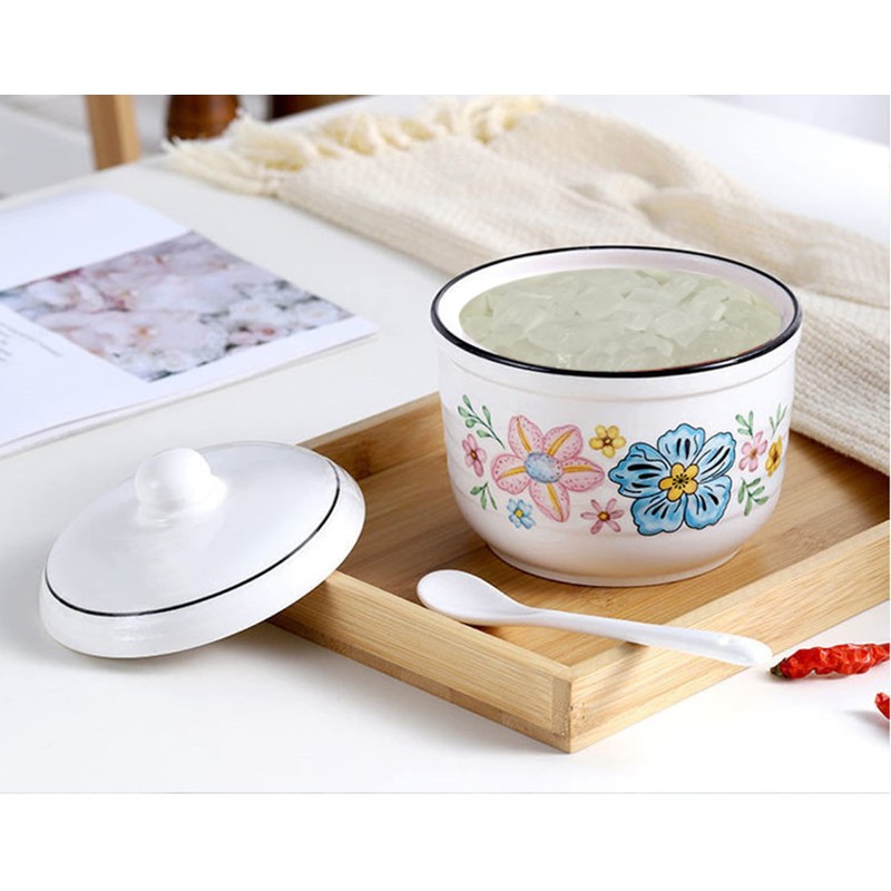 MaoYaMao Ceramic Bacon Grease Container with Strainer,Cooking Oil Storage Can