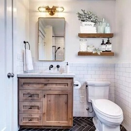 QEEIG Bathroom Floating Shelves for Wall - Shelf Over Toilet Small Wall Mounted Far...
