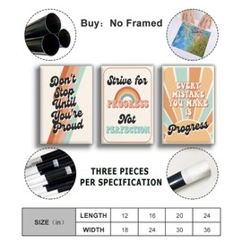 Set of 3 inspirational Wall art, Chalkboard motivational Wall art,Classroom Teens Bedroom Office,Don't stop until you're proud Unframed 8x12in