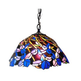 Chloe CH18052BF19-DH2 Natalie Tiffany-Style Iris Hanging Pendant Lamp with 19" Shade, 9 x 19 x 19, Bronze
