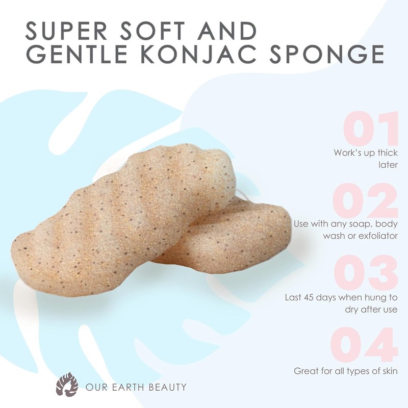 Esponjas Konjac Corporales (Paquete de 2) Exfoliantes de Nuez 100%
