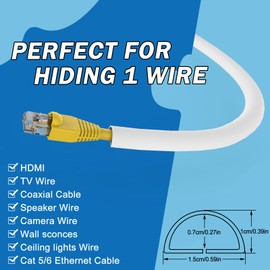 UOMTFAI Wall Cord Hider 118 Inch - Self-Adhesive Wire Cover Raceway for Walls, Flexible PVC Cable Concealer for Home and Office, W0.59 H0.39in - White