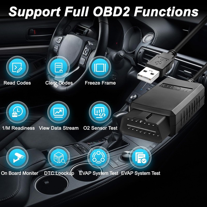 XMSJSIY USB OBD2 Scanner Adapter with MS-CAN/HS-CAN Switch OBDII Diagnostic