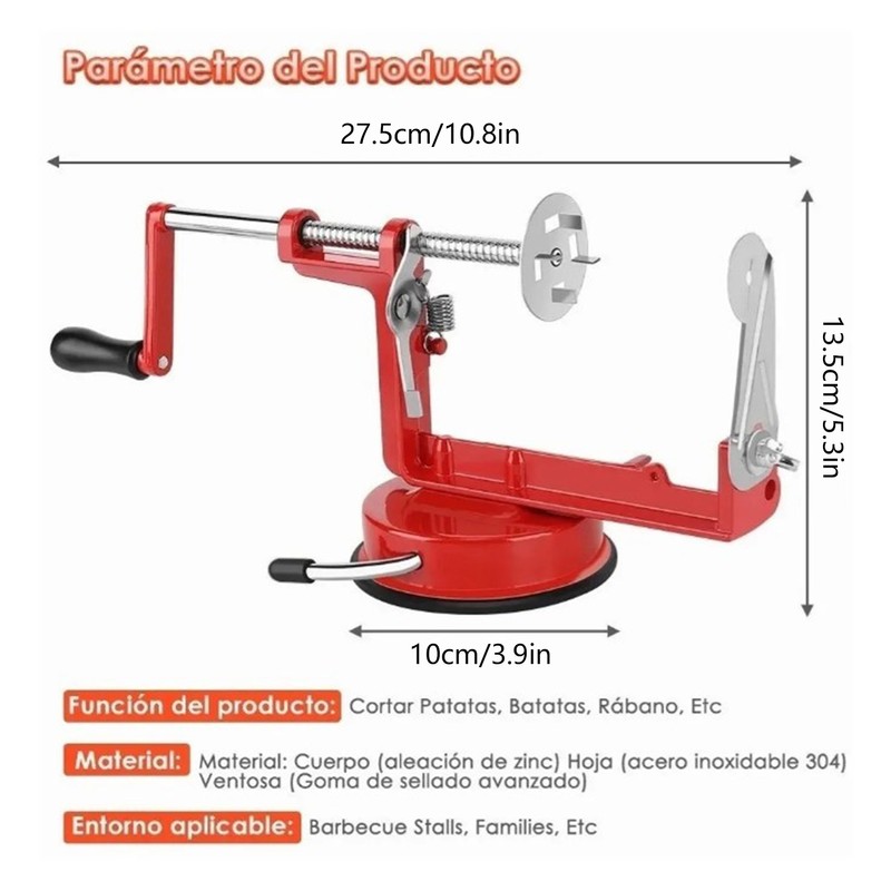 Spiral Potato Cutter Hand Crank Stainless Steel Alloy Rubber Food