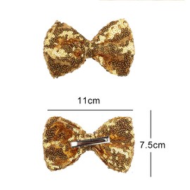 6Pcs 4 Inch Sequin Hair Bow Clips Sparkle Glitter Sequins Bows Alligator Clip Boutique Hair Clip Hair Pins Hair Accessory for Baby Girls Kids Children (Random Color)