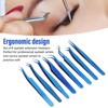 8pcs Eyelash Tweezers Stainless Steel Fine Tip Ergonomic Blue Titanium