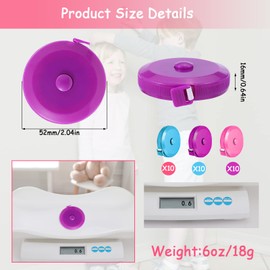 Cinta métrica corporal, paquete de 30 cintas métricas retráctiles, cinta métrica de costura suave para tela de sastrería, manualidades, pérdida de peso, cinta métrica negra de doble cara (colorida)