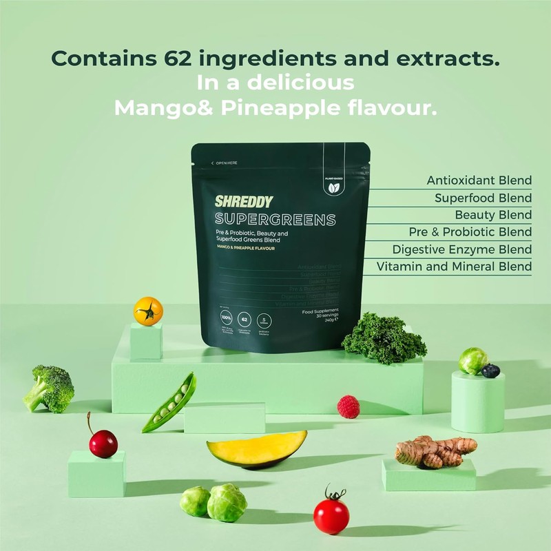 SHREDDY | Probiotic, Beauty, Superfood Greens Blend | 5 Billion