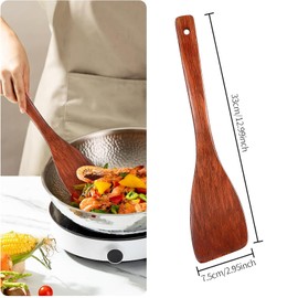 Ebenholz Spatula, Wooden Spatula Set Of 2, Oval Cooking Spoon, Schrägschaufel, Rundschaufel, Wooden Cooking Cutlery, Spatula For Wok Pan With Non-Stick Coating (8.66 Cm / 12.99 Inches)