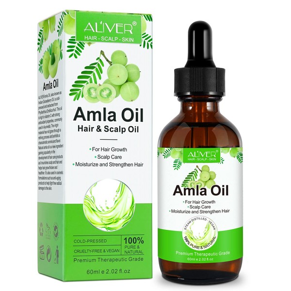 SBHEANGBA Amla Oil 2.02 Fl Oz, 100% Pure Natural Organic Amla Hair Oil, Cold Pressed Amla Oil for Hair Growth, Moisturize Healthy and Strengthen Hair, Nourishes Scalp Hair Treatment Oils