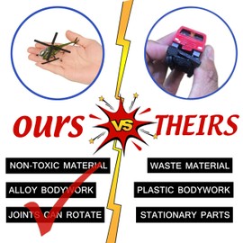 Nunki Toy Die-cast Metal Military Vehicles Playset,6 Pack Assorted Army Vehicle Alloy Models Car Toys, Mini Army Toy Tank,Jeep,Panzer,Anti-Air Vehicle,Helicopter for Kids Toddlers Boys