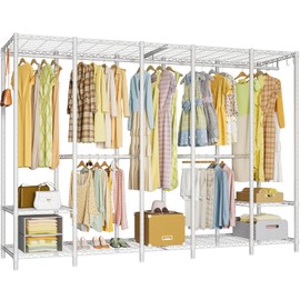 Ulif H50 Garment Rack Heavy Duty Clothes Rack, Freestanding Extra Large Portable Closet Wardrobe Rack, Clothing Racks for Hanging Clothes 89.8''W x 15.8" D x 76.4" H, Max Load 1400 Lbs, White