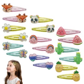 18 Pieces Sparkly Hair Clips for Girls Butterfly Snap Clips Cute Rainbow Hair Pins Fox Barrettes Kids Hair Snap Glitter Cartoon Hairpin for Toddler Little Girl Birthday Party Gifts Hair Accessories