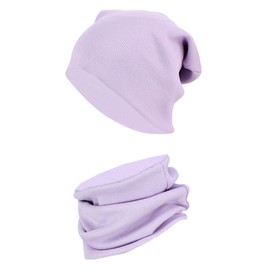 TupTam Hat and Scarf Kids Set - Soft Scarf Hat Set Kids for Autumn and Winter, purple ribbed fabric