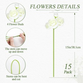 SAHOOTTIE White Ranunculus Artificial Flowers Fake White Peonies Silk Mini Ranunculus Flowers DIY Bouquet White Spring Flowers for Centerpieces Arrangements