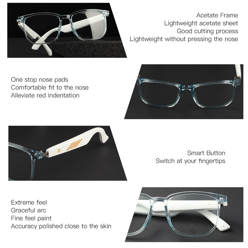 Wireless Sunglasses IP65 Waterproof Touch Control Wireless Music Glasses with