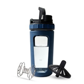 26oz Glass Protein Shaker Bottle, Stainless Steel Mixing Ball & Silicone Sleeve, Odorless, Leak-Proof, BPA-Free, Ideal for Smoothies & Workout Drinks 