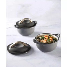 Cravings by Chrissy Teigen Enamel Cast Iron Mini Dutch Ovens, Set of 2, Grey