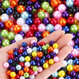 XIANNVXI Colorful Pearl Beads for Jewelry Making 500Pcs 8mm Colorful Round Pearl Beads with Hole for Crafs Bracelets Necklace Making