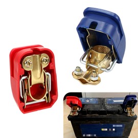 MLY 2 PCS Automotive Smart Copper Battery Clamps, Secure Connection Battery Clamps, Automotive Cable Switch Terminals, Universal for Most Cars Trucks Suvs (Blue & Red)