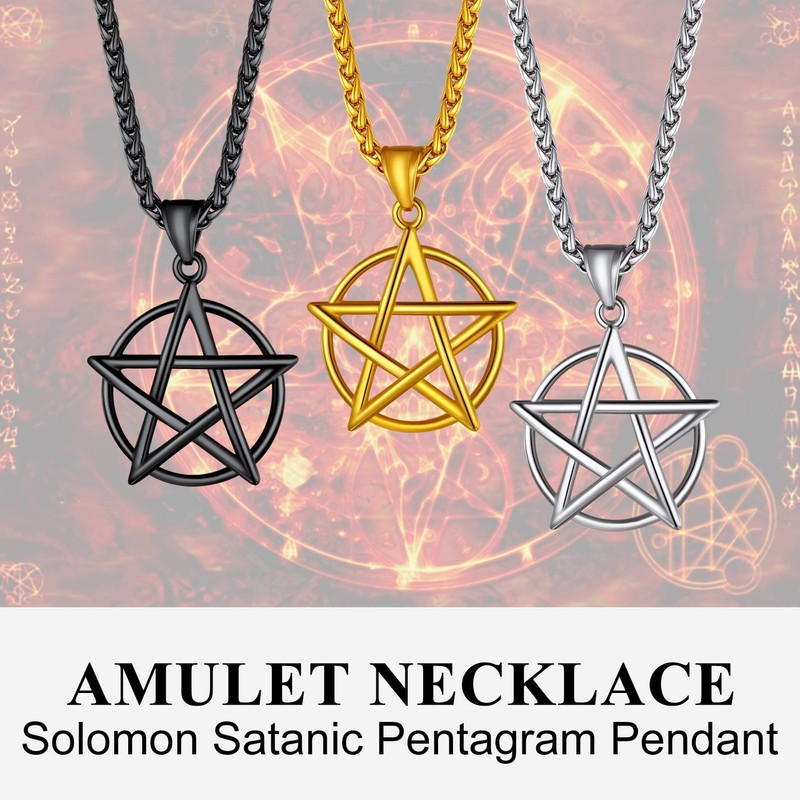 Richsteel Satanic Necklace For Men Witch Pendant Pentagram Necklaces Mens