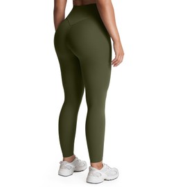 Aoxjox High Waisted Workout Leggings for Women Tummy Control Buttery Soft Yoga Metamorph Deep V Pants 26" (Olive Green, Small)