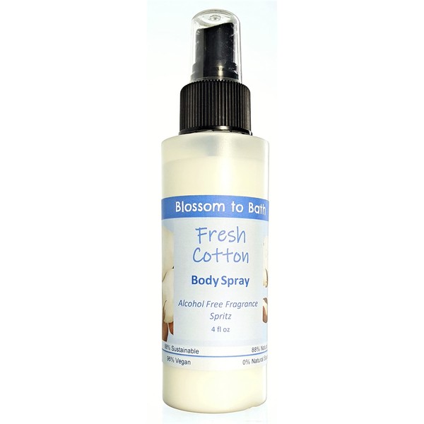 Blossom to Bath Fresh Cotton Body Spray (4 Ounce) - Phthalate Free Fragrance - Energizes Skin with a Clean Cotton Scent