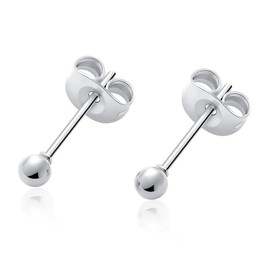 HSP Surgical Stainless Steel Ball Earrings, 1 Pair, For Both Ears, Unisex,, Silver Stainless Steel