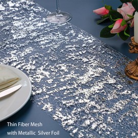 Baoswi 2 Pack 11 * 108 Inch Silver Table Runner, Glitter Metallic Silver Thin Mesh Table Runner Sparkly Table Decorations for Wedding, Bridal Shower, Birthday Party Glam Table Decorations