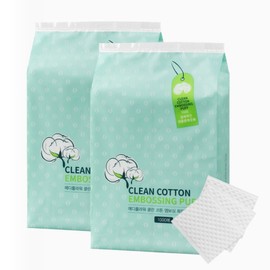 Clean Cotton Embossed Cotton Pads Large Capacity Mega Pack 1,000 Sheets 1+1 / Total 2,000 Sheets / Pure Cotton Pads / 클린 코튼 엠보싱 화장솜 대용량 메가팩 1000매 1+1총2000매순면 화장솜