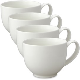 FORLIFE Q Tea Cup with Handle (Set of 4), 10 oz., White