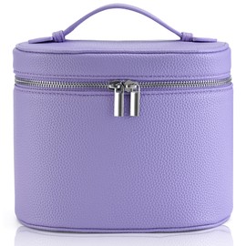 UUYUUY Makeup Bag Vanity Case Cosmetic Bag with Removable Divider Travel Toiletry Bag for Women Portable Make up Box Organizer, Purple