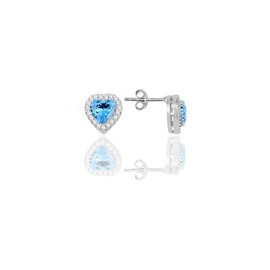 Einzelstück® Stud Earrings with Sparkling Heart 925 Sterling Silver I Heart Earrings with Zirconia Stones I Silver Women Girls I L'amour Stud Earrings, Sterling Silver, Cubic Zirconia