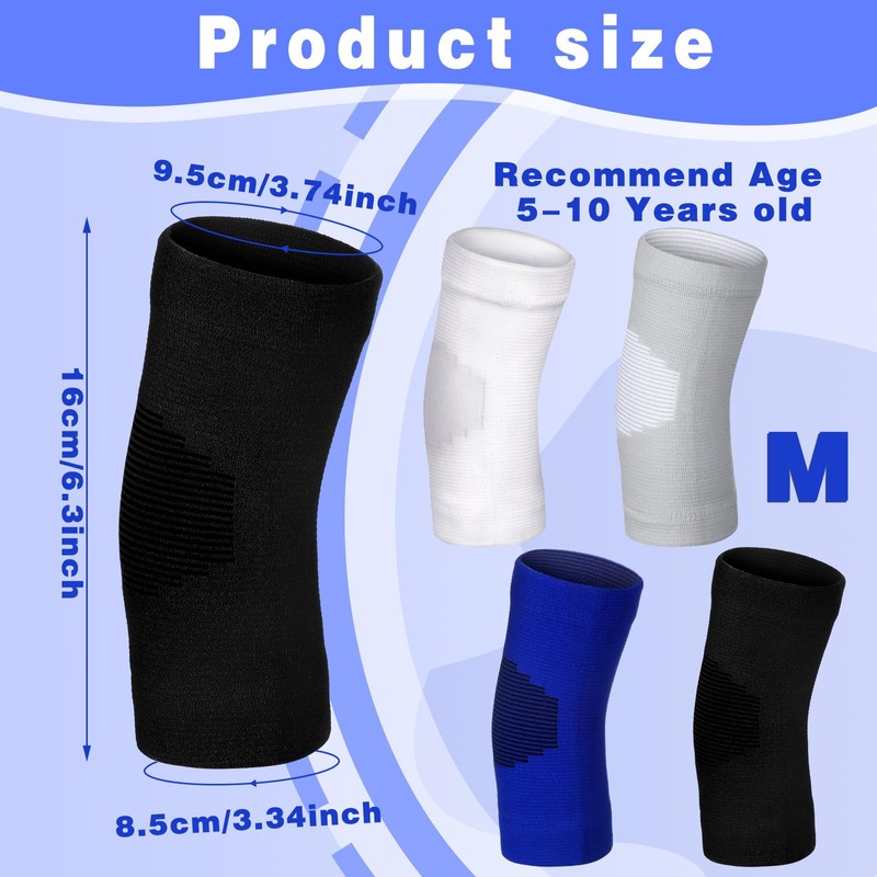 Lenwen 4 Pairs Kids Elbow Brace, 5-10 Years, Black, White,