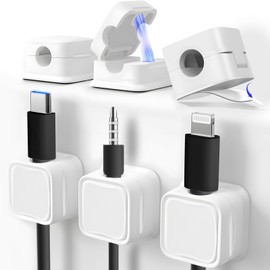 Magnetic Cable Clips 6 Pack Cord Holder Thickened Secure Adhesive Cord Organizer CarPlay Cable Clip Desk Cable Management Cell Phone USB Charging Cable Wire Holder Keeper Organizer for Office Home