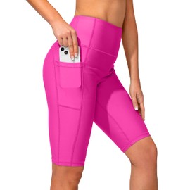 SANTINY Women's 8''/12'' High Waisted Swim Shorts with Pockets UPF50+ Long Board Swimming Shorts for Women with Liner (Rosy_XL)