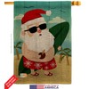 Santa Vacation Burlap House Flags 2 pcs Pack Wintertime Christmas