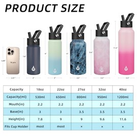 BJPKPK Botellas de Agua Aisladas de Acero Inoxidable 32 onz con 3 Tapas