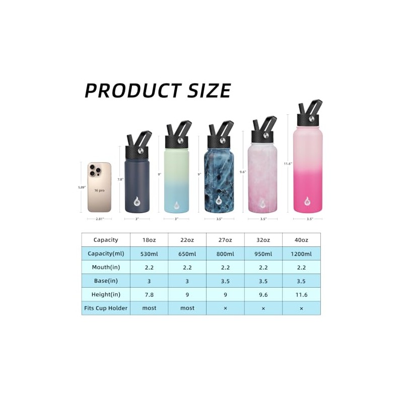 BJPKPK Botellas de Agua Aisladas de Acero Inoxidable 32 onz