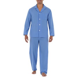 Fruit of the Loom Men's Long Sleeve Broadcloth Pajama Set, Azure Blue, 5X
