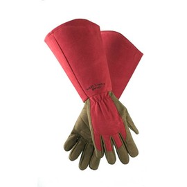 West Chester Protective Gear 054R/L West County Gardener Gauntlet Rose Gloves – Large, Ruby, Gardening Gloves w/ Elastic Wrist, Reinforced Fingers, Palm, and Thumb