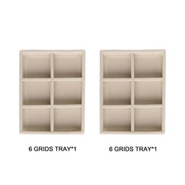 Frebeauty Small Jewelry Tray Set,Stackable Velvet Jewelry Organizer Tray,Mini Jewelry Drawer Organizer,Drawer Inserts,4.92 x 3.74 x 0.9 Inches,6 Grid Earring Organizer for Women Girls(Set 2,Beige)