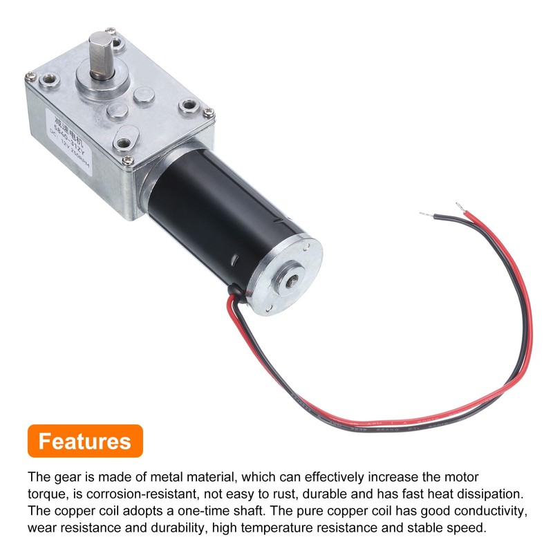 MECCANIXITY DC 12V High Torque Turbine Worm Geared Motor with