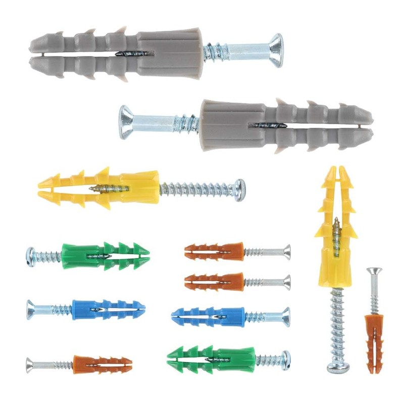 HongWay 370pcs Plastic Drywall Wall Anchors Kit with Screws, Includes