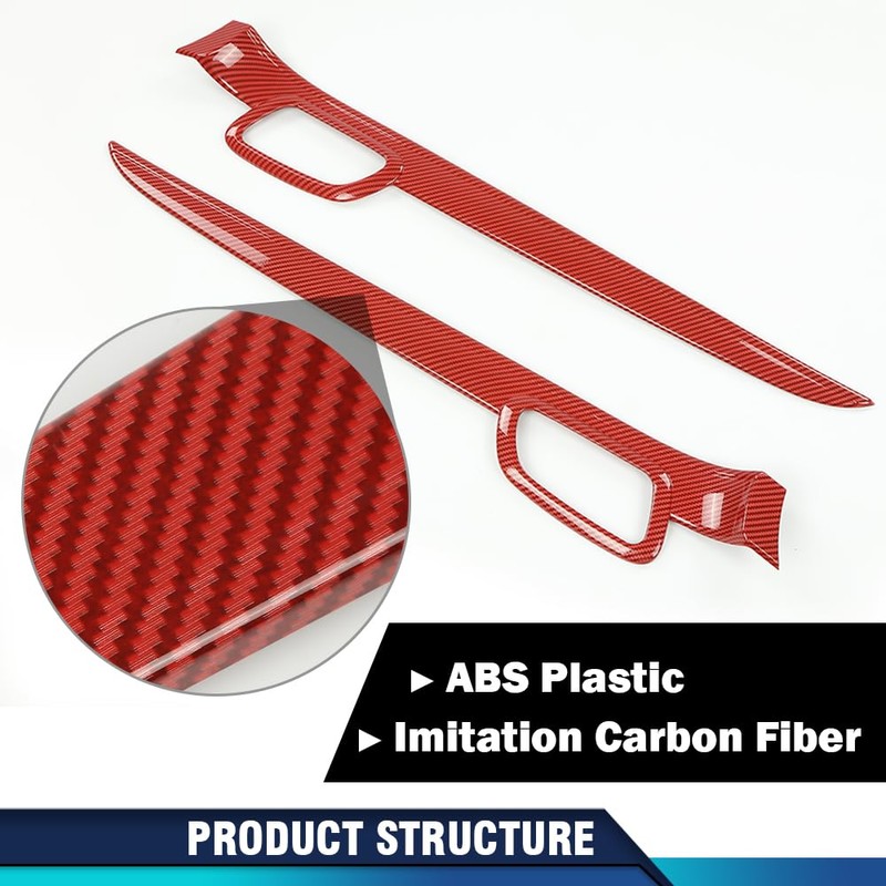 PIT66 Inner Door Handle Trim Cover Strip Red Gloss Carbon