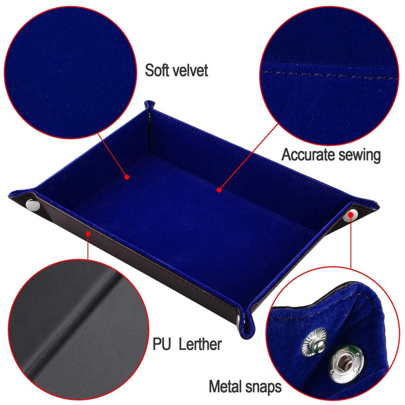 SIQUK Double Sided Dice Tray, Folding Rectangle PU Leather and